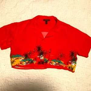 Forever 21 red floral crop top